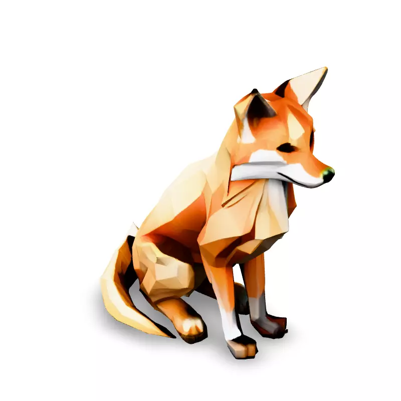 Low Poly Sitting Fox 3D Model Low-poly 3D model_2