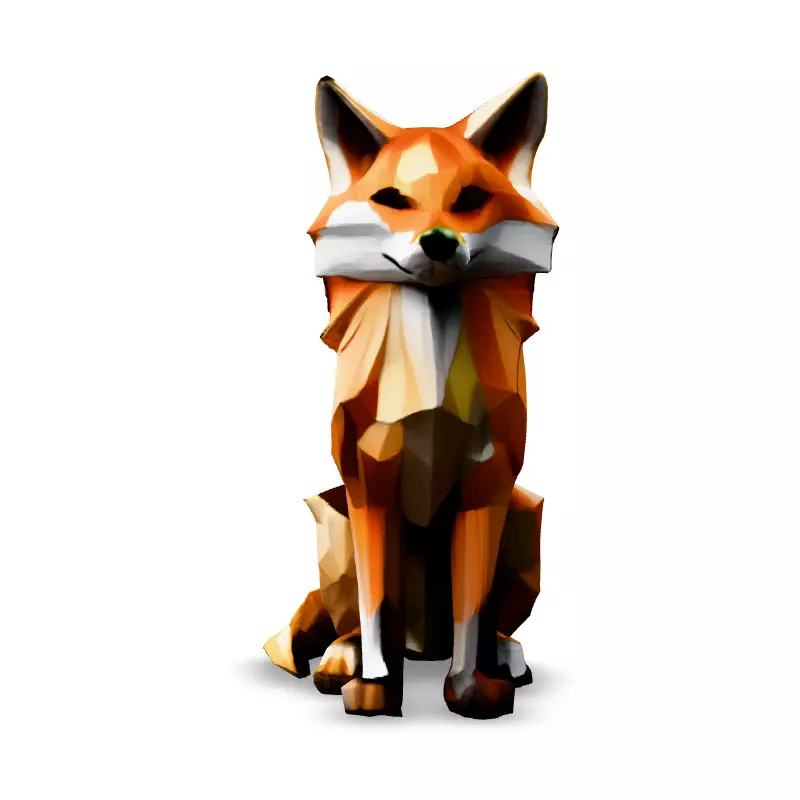 Low Poly Sitting Fox 3D Model Low-poly 3D model_3
