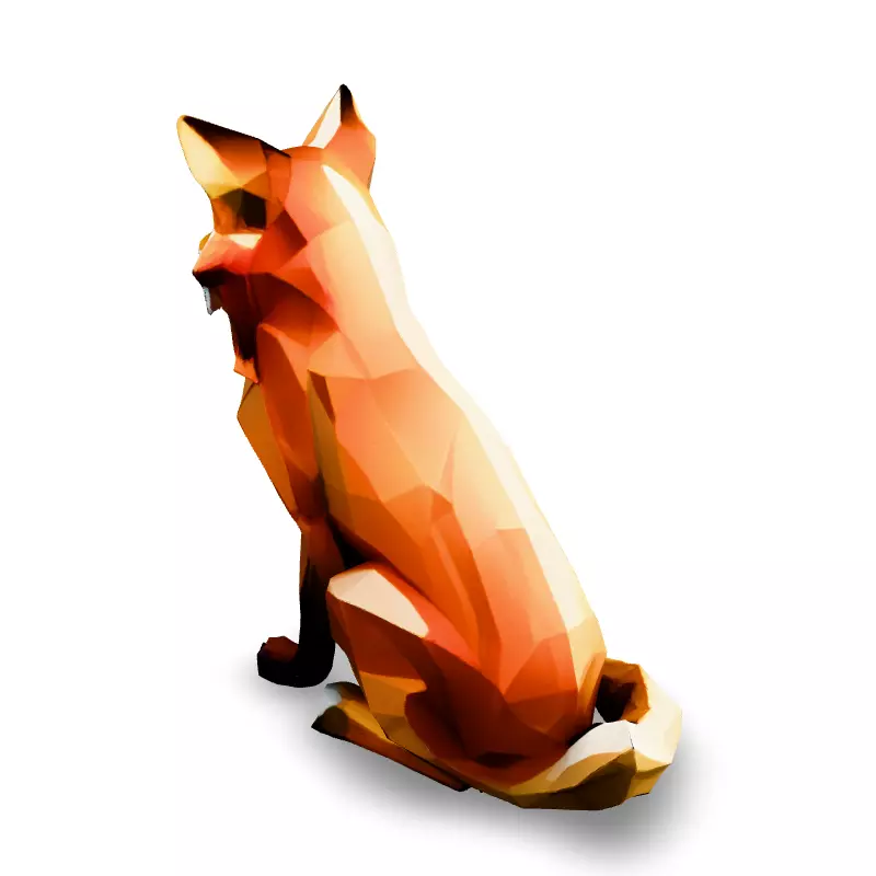 Low Poly Sitting Fox 3D Model Low-poly 3D model_4