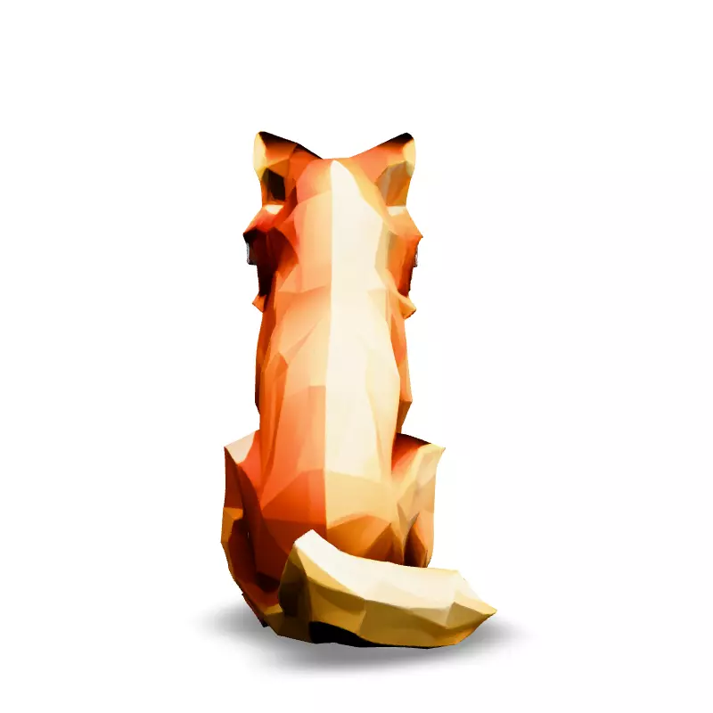 Low Poly Sitting Fox 3D Model Low-poly 3D model_6