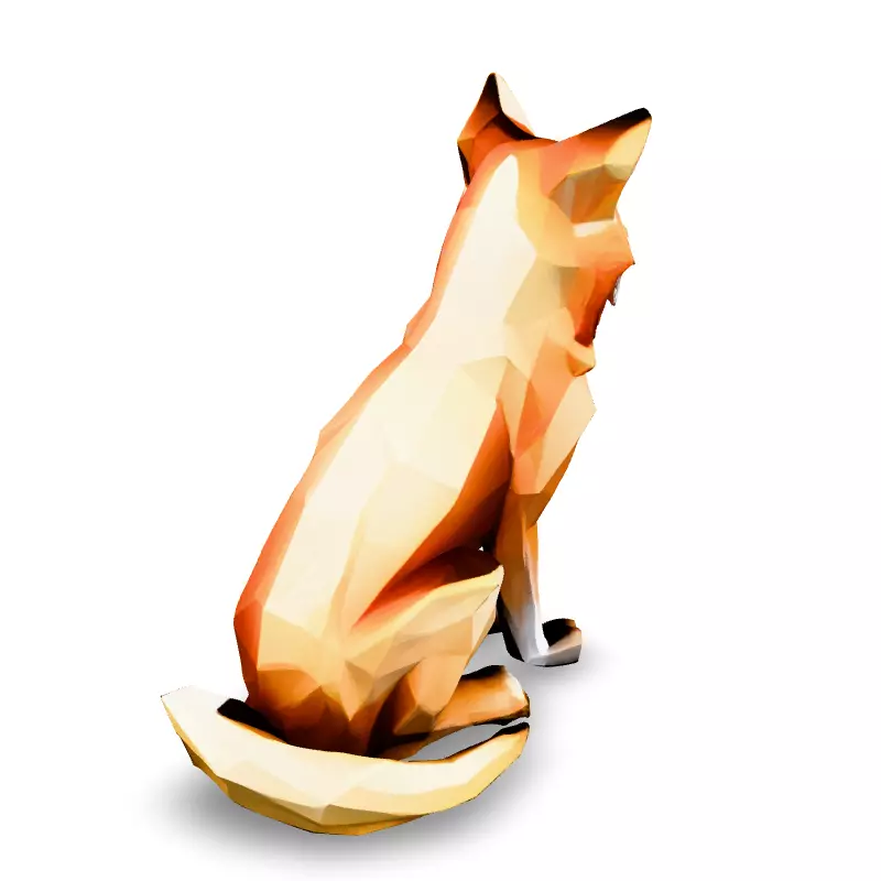 Low Poly Sitting Fox 3D Model Low-poly 3D model_5
