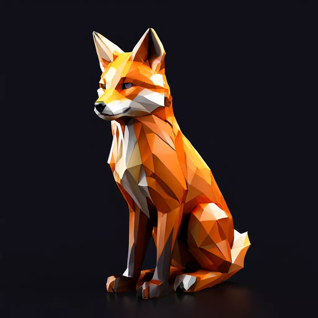 Low Poly Sitting Fox 3D Model Low-poly 3D model_0