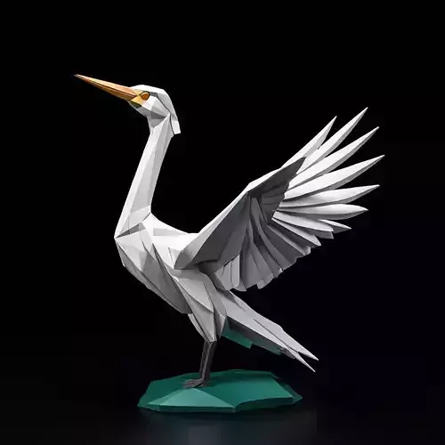 Low Poly Origami Crane 3D Model Low-poly 3D model