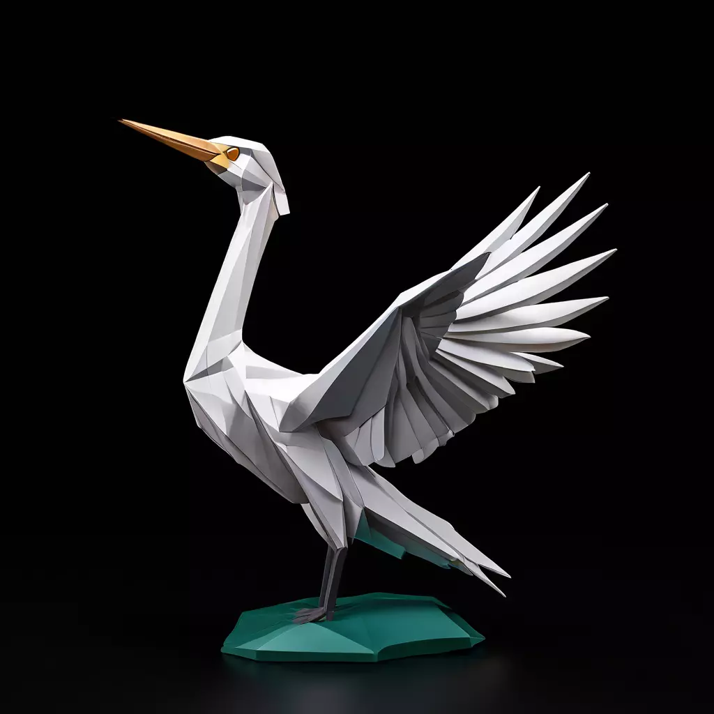 Low Poly Origami Crane 3D Model Low-poly 3D model