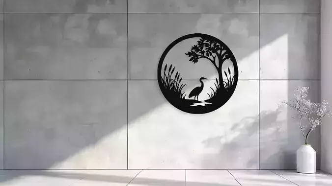 Heron in Marsh Wall Decor