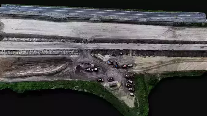 construction site road works aerial PBR photogrammetry Low-poly 3D model