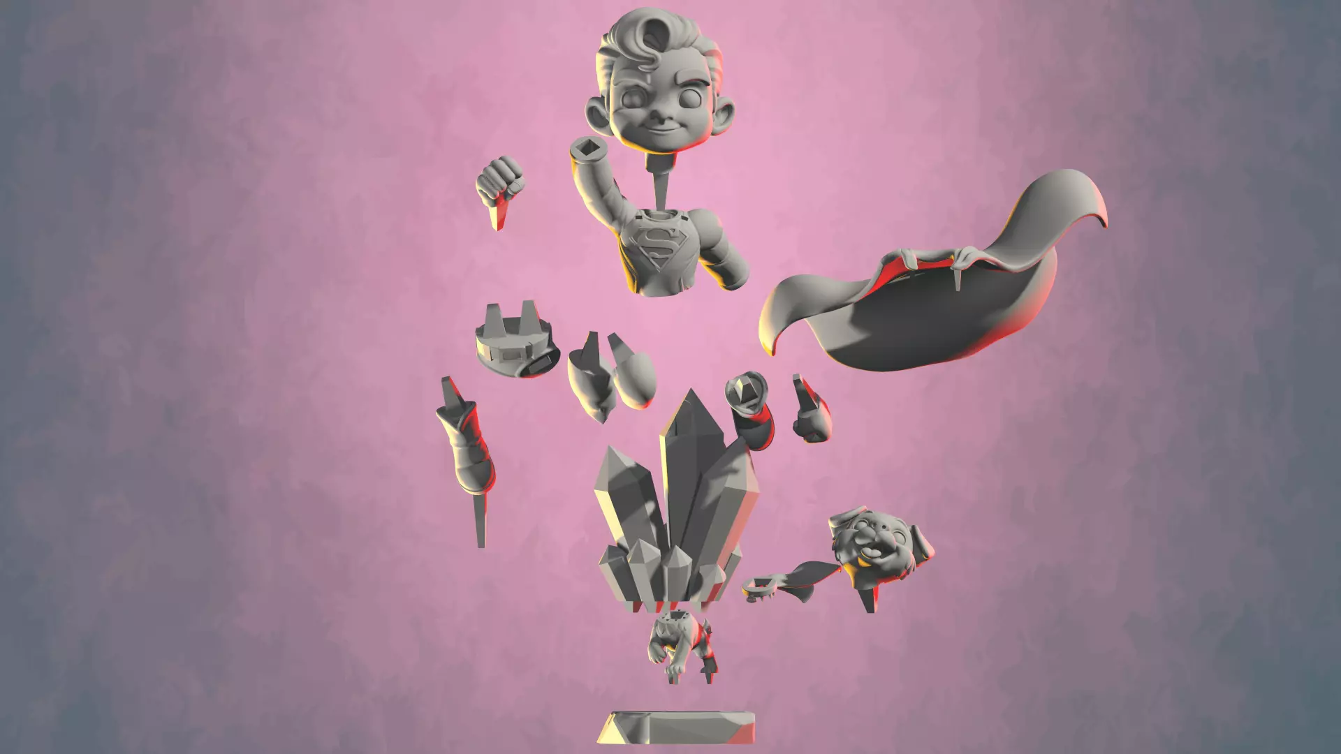 Superman et krypto DC comic 3D print model_2