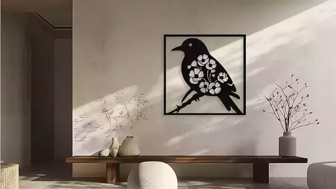 Floral Bird Wall Decor Art