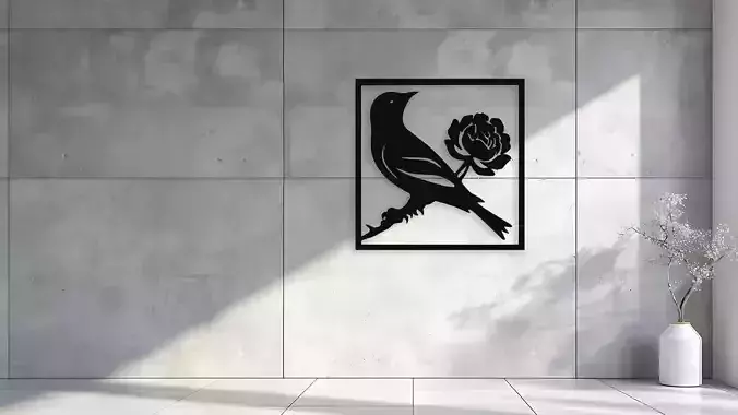 Bird and Rose Wall Art