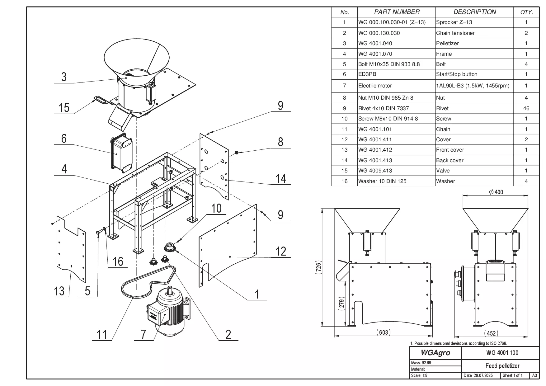WG 4001 - STL Feed pelletizer - Granulator 3D model_1
