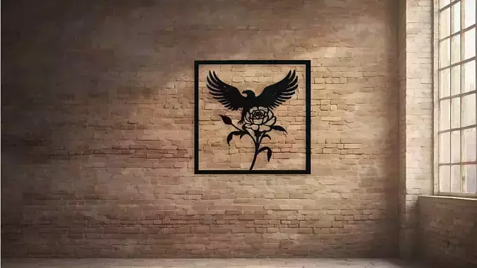 Eagle with Rose Wall Art