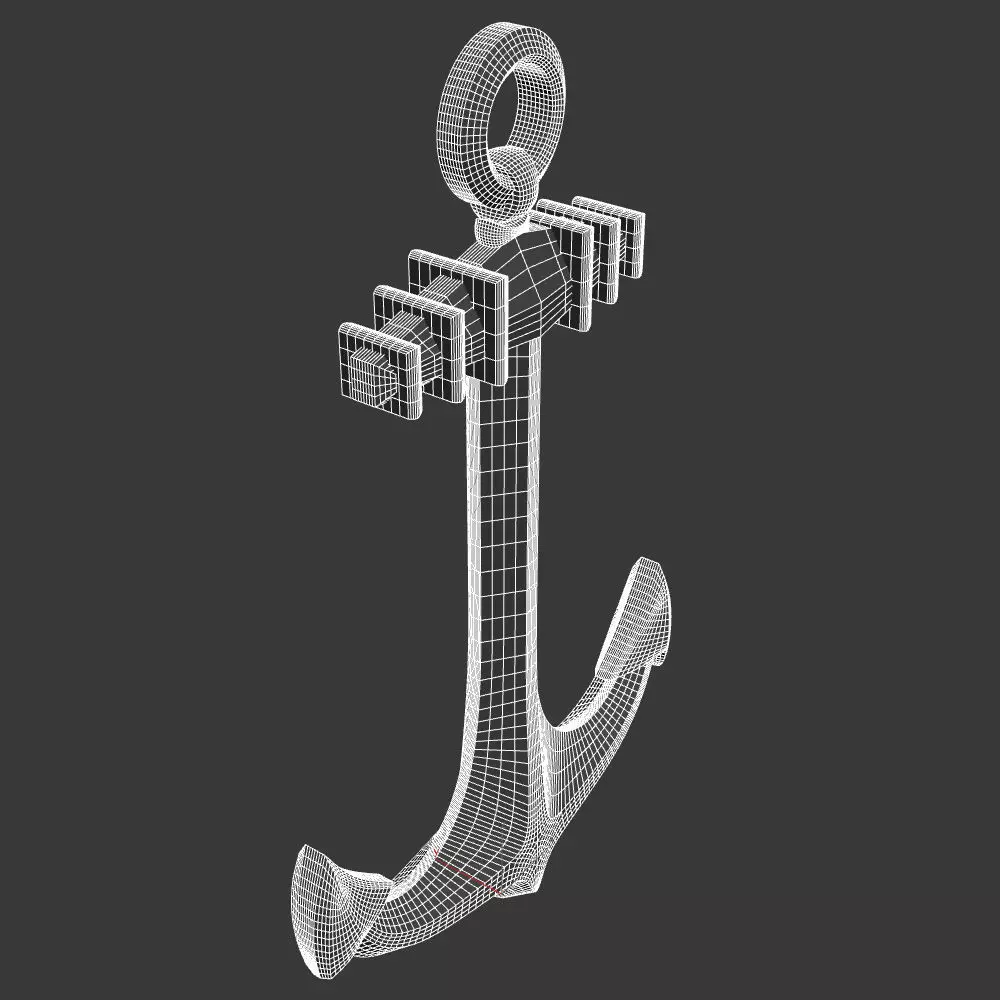 Decorative Ship Anchor 3D model_2