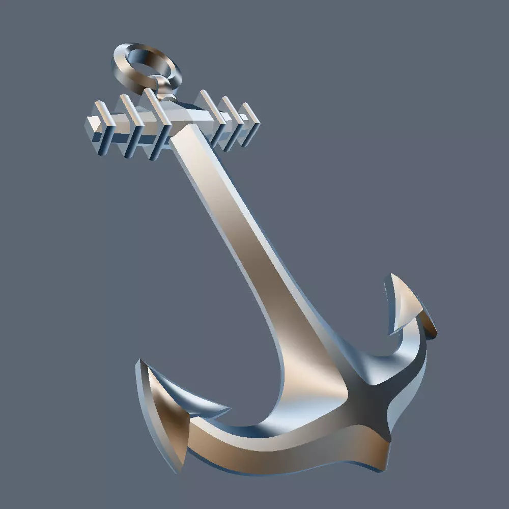 Decorative Ship Anchor 3D model_4