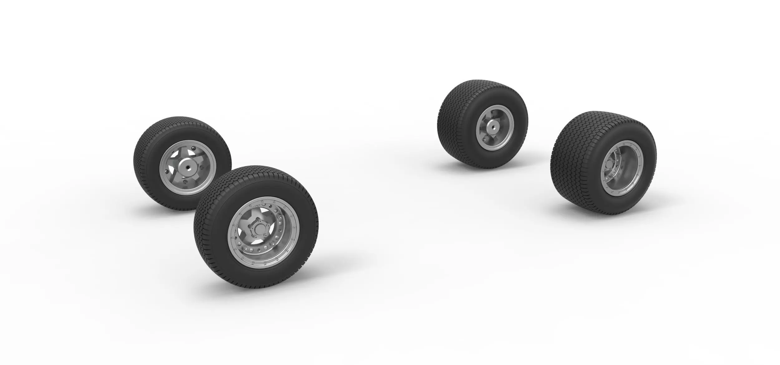 Wheel set of Northeast Dirt Modified stock car V2 Scale 1 to 25 3D print model