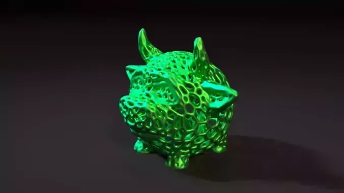 Bull in the form of a ball Voronoi 3D print model