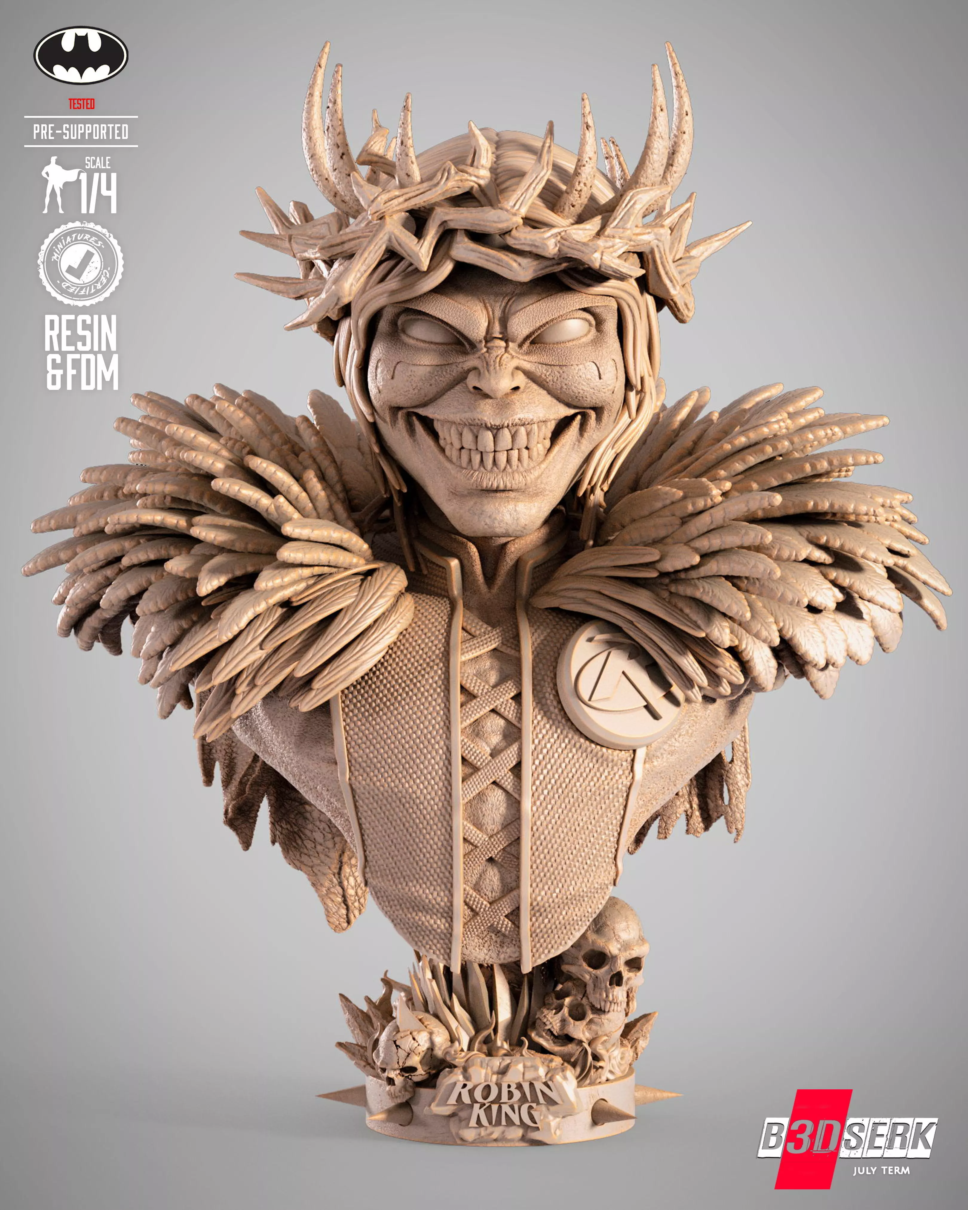 B3DSERK Robin King Portrait Bust 3D print model_28
