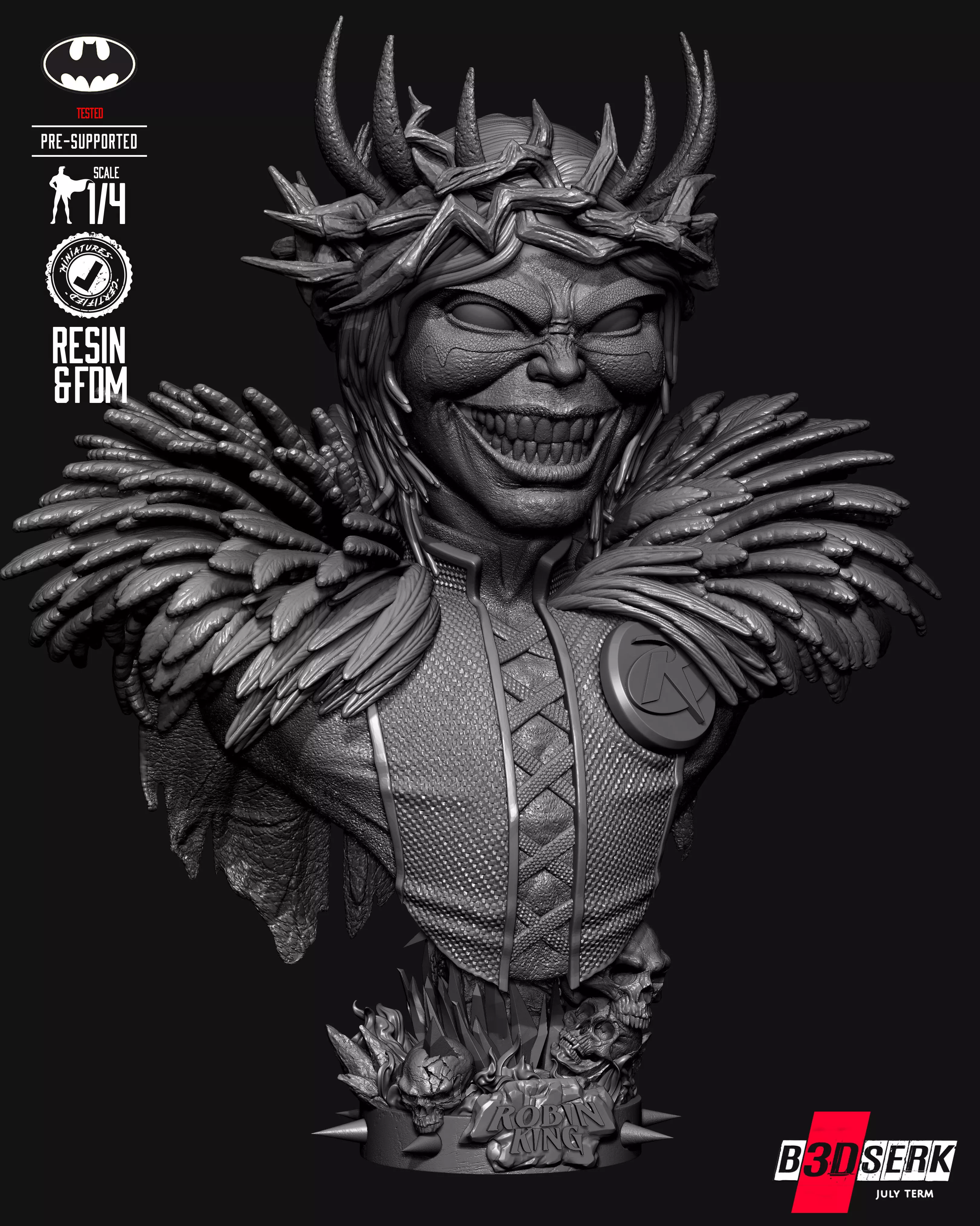B3DSERK Robin King Portrait Bust 3D print model_15