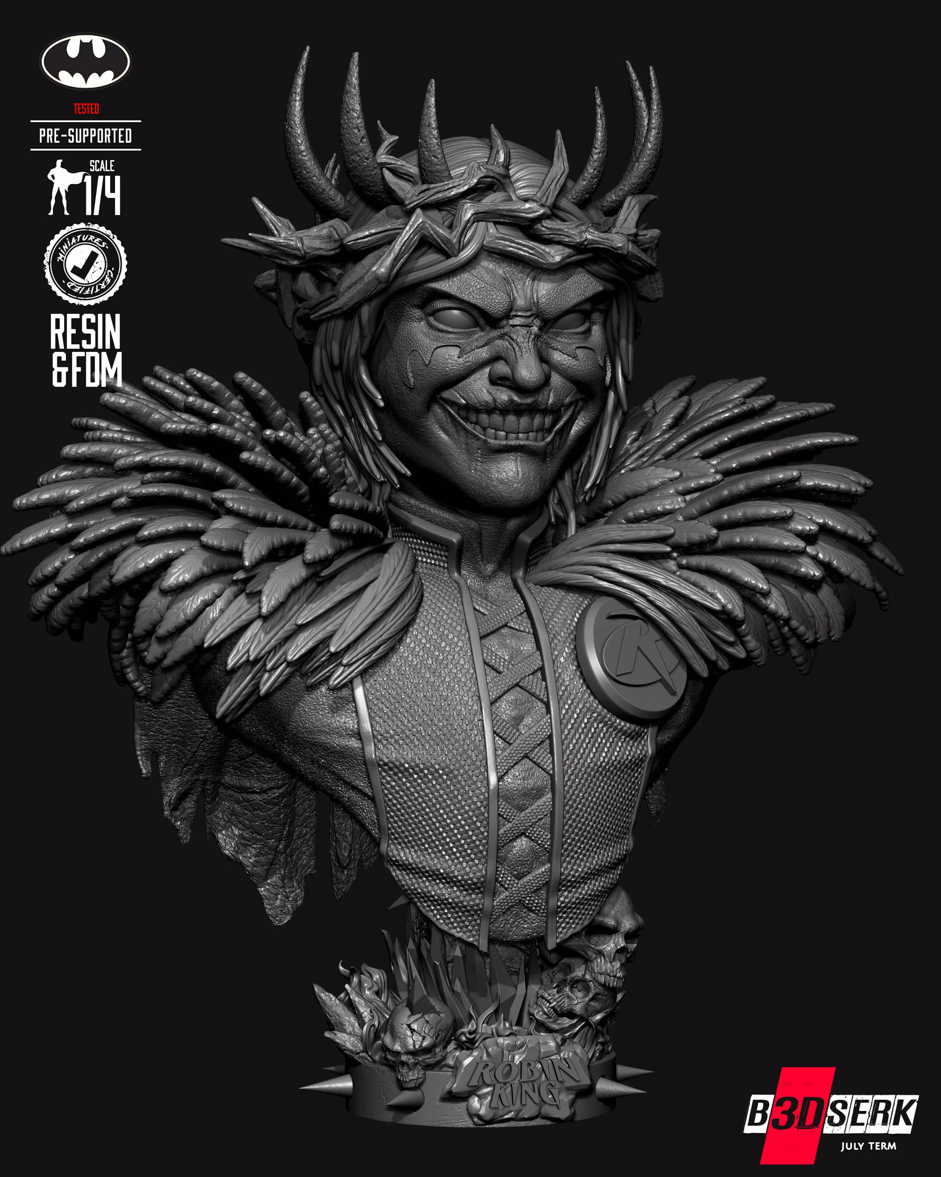 B3DSERK Robin King Portrait Bust 3D print model_7