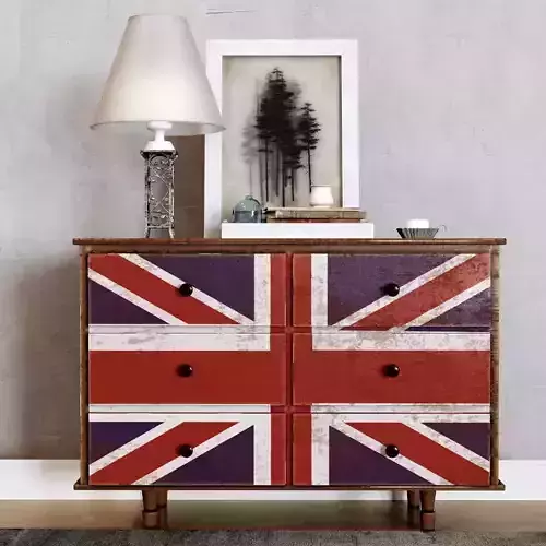 Chest of drawers with lamp