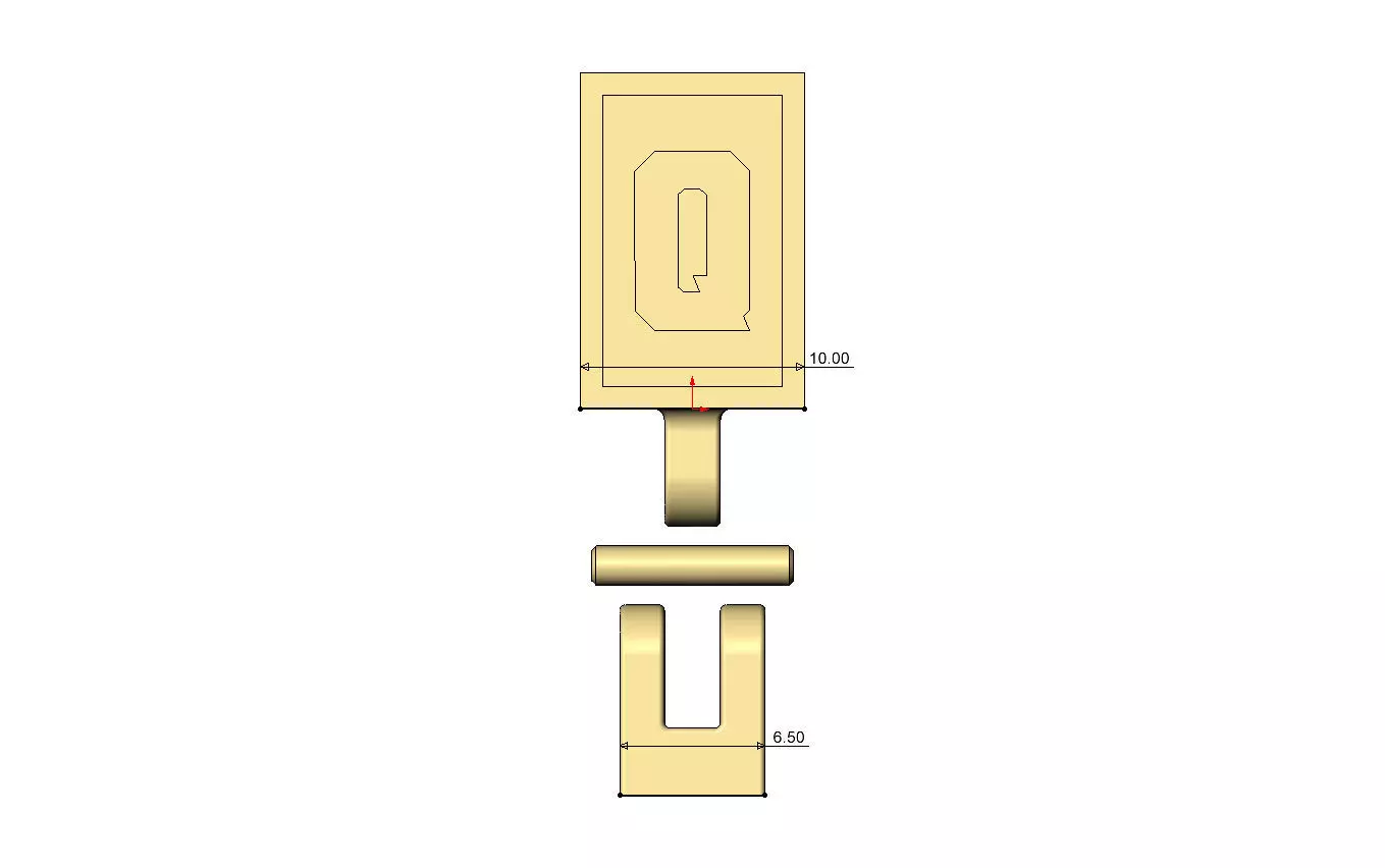 Q letter varsity font 12x10x10mm enamel bail link 3D print model_6