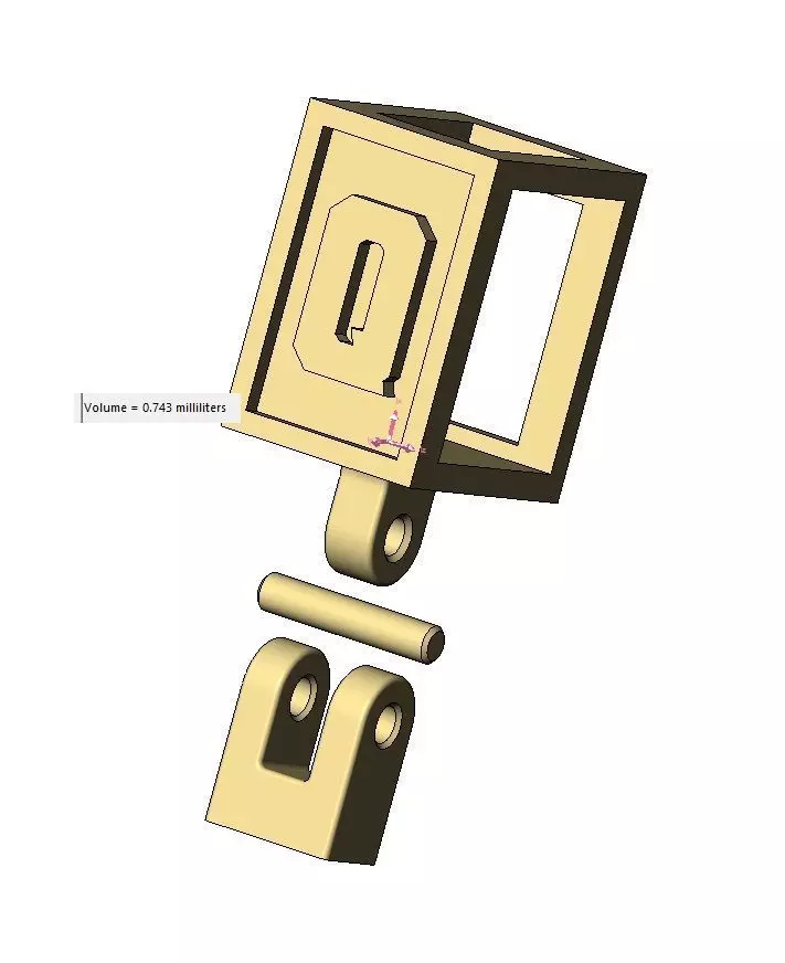 Q letter varsity font 12x10x10mm enamel bail link 3D print model_15