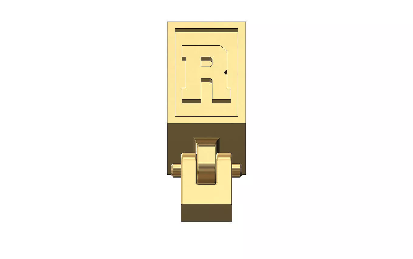 R letter varsity font 12x10x10mm enamel bail link 3D print model_2
