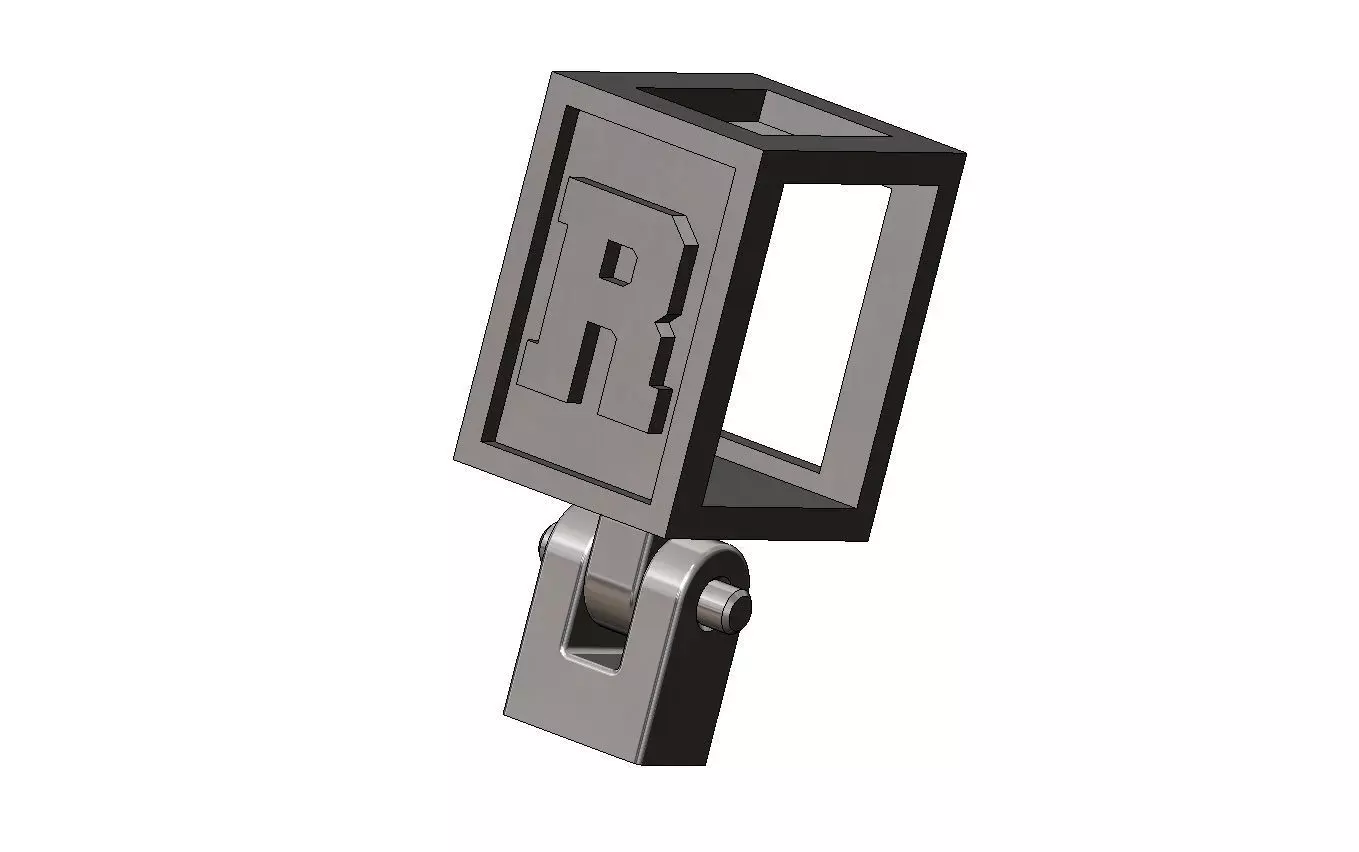 R letter varsity font 12x10x10mm enamel bail link 3D print model_11