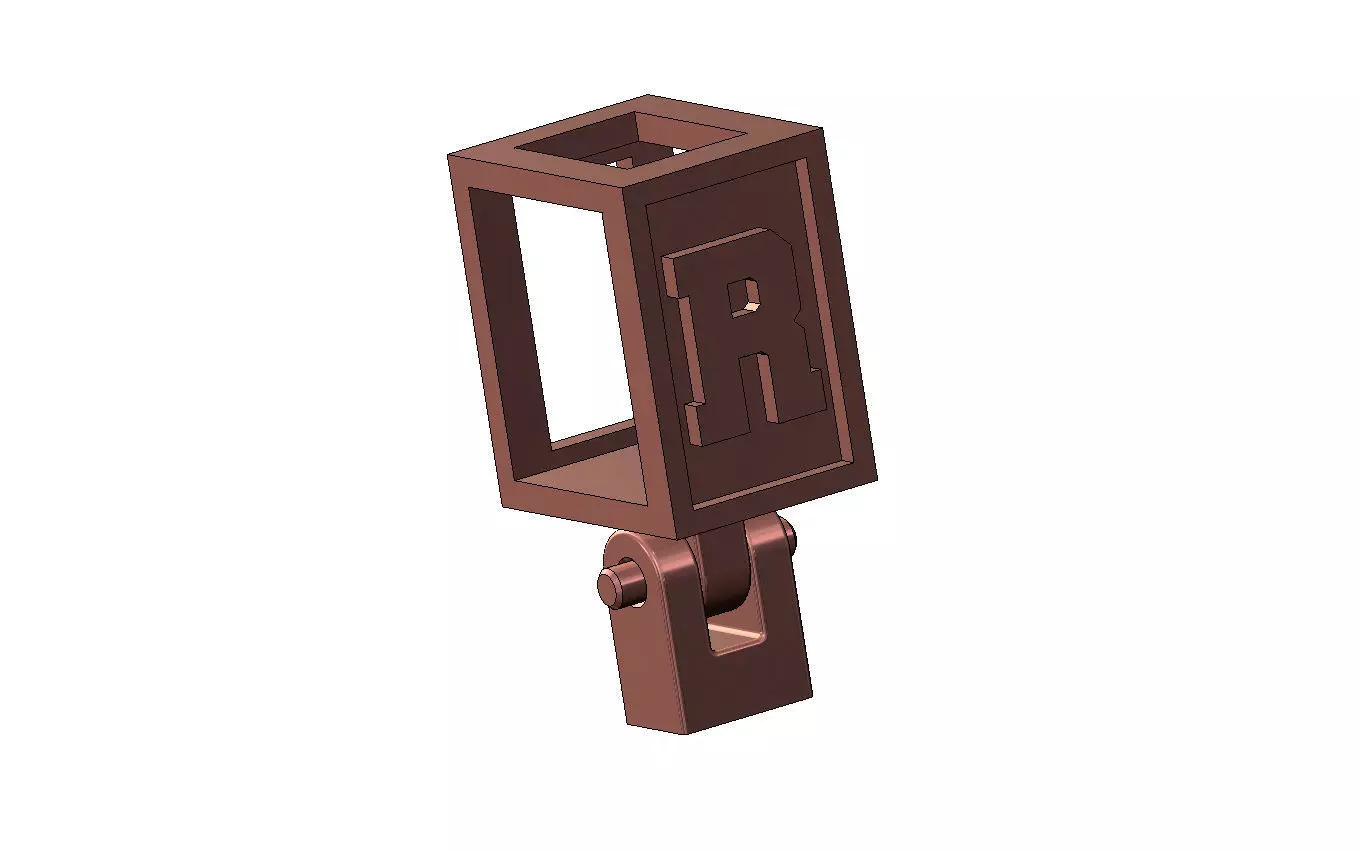 R letter varsity font 12x10x10mm enamel bail link 3D print model_10