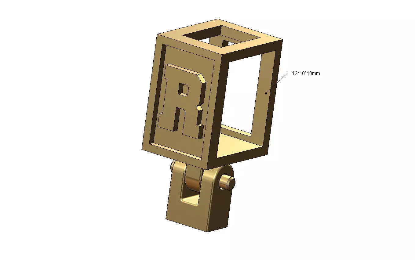 R letter varsity font 12x10x10mm enamel bail link 3D print model_0