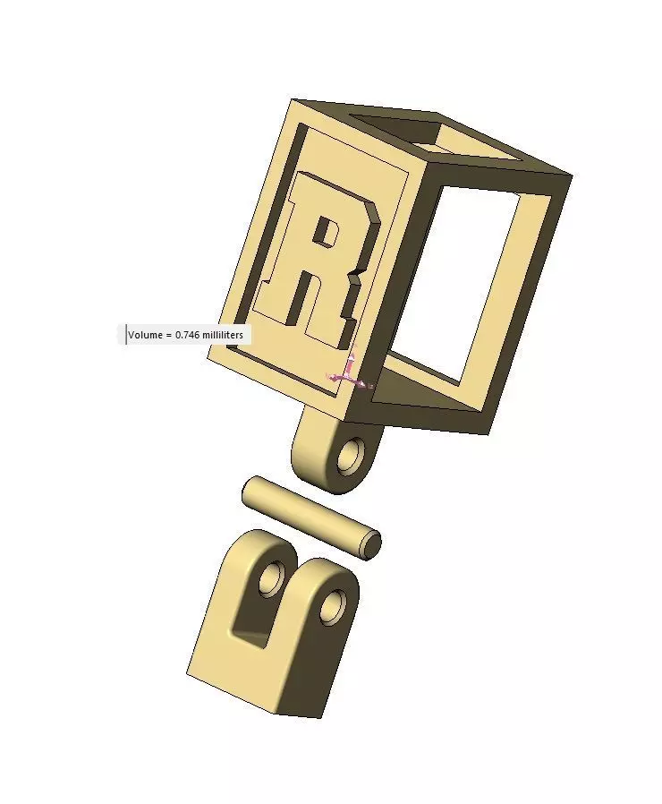 R letter varsity font 12x10x10mm enamel bail link 3D print model_15