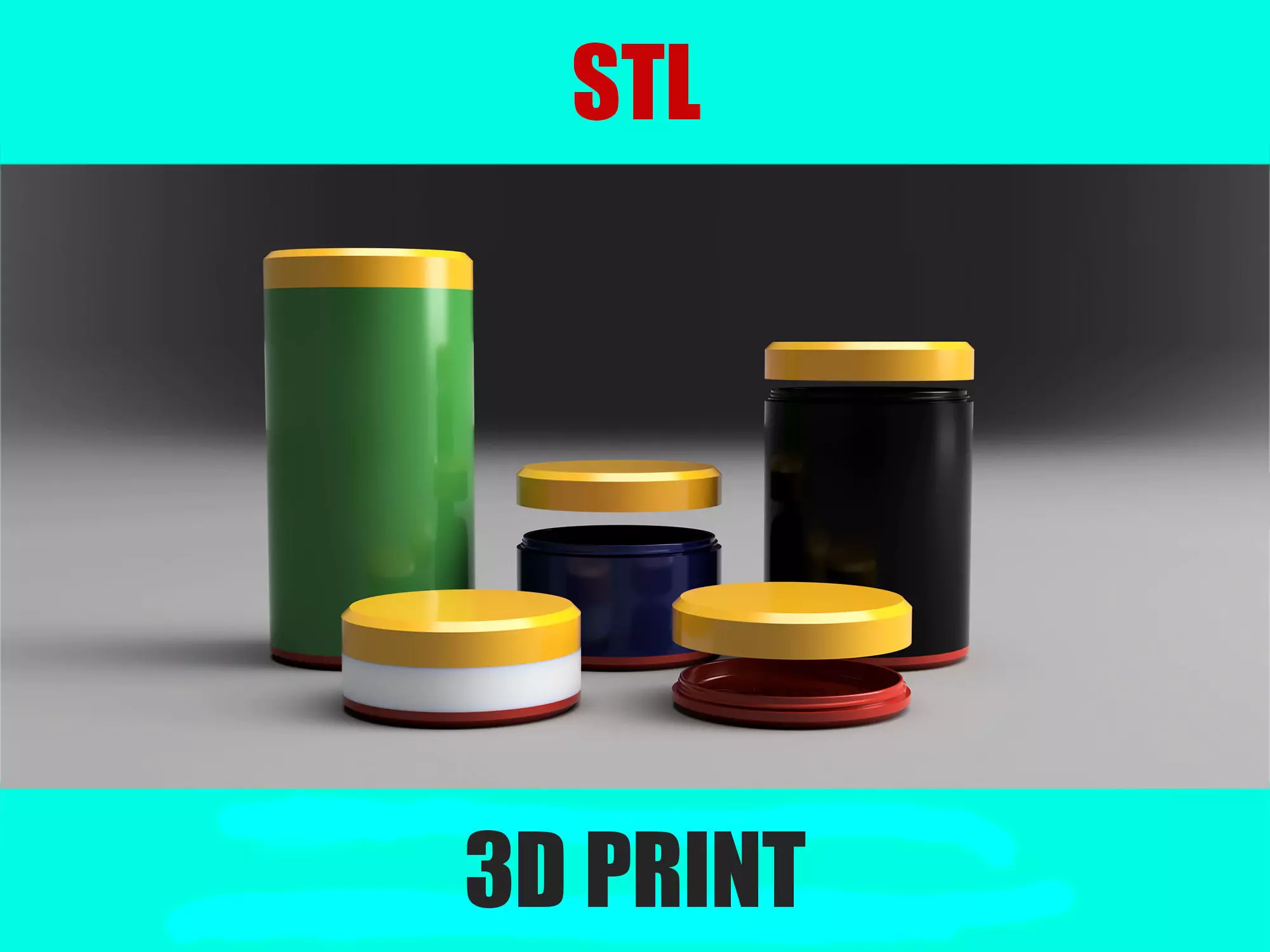 Big Modular Storage Tube with Screw On Lid and Base 3D Printed 3D print model_0