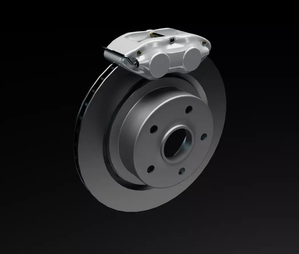 4 piston small disc brakes Low-poly 3D model