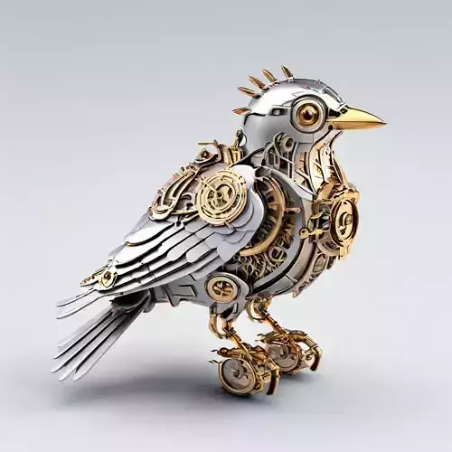 Steampunk Mechanical Clockwork Bird Low-poly 3D model