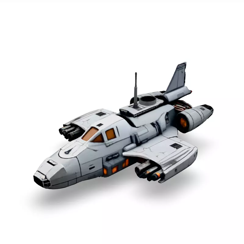 Scifi Fighter Spaceship 3D Model Low-poly 3D model_1