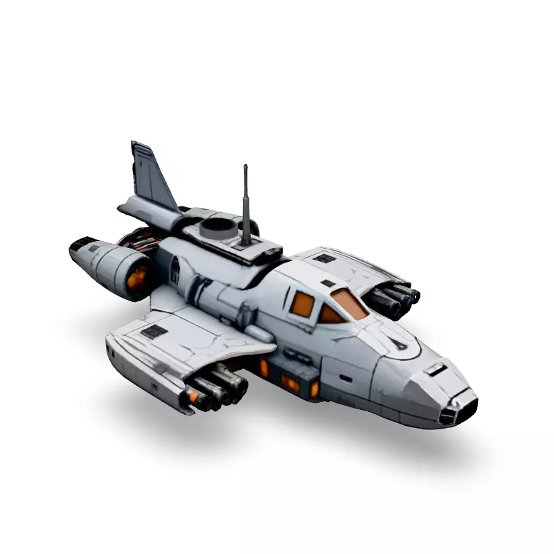 Scifi Fighter Spaceship 3D Model Low-poly 3D model_2