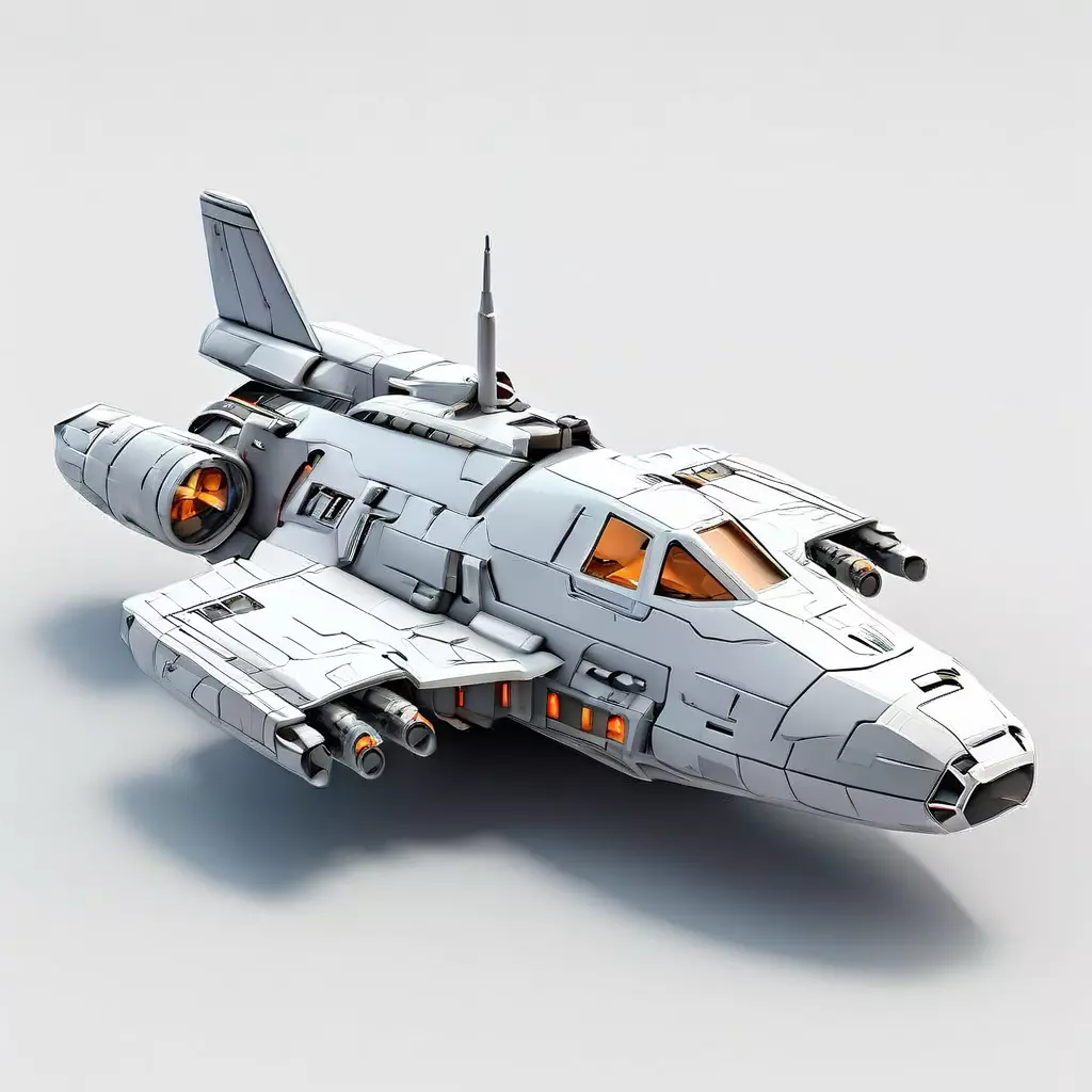 Scifi Fighter Spaceship 3D Model Low-poly 3D model_0