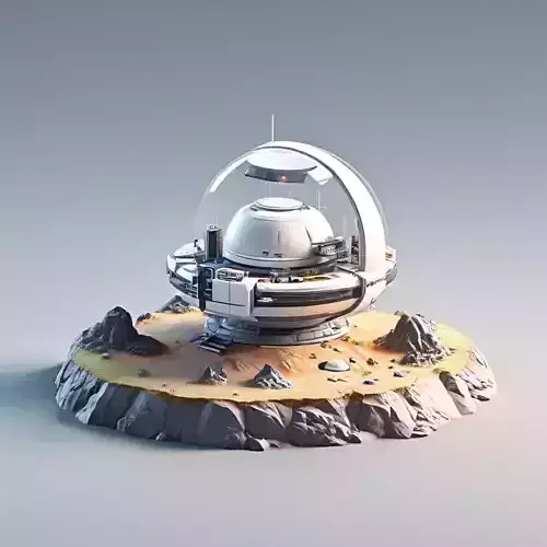 SciFi Lunar Base Outpost 3D Model Low-poly 3D model