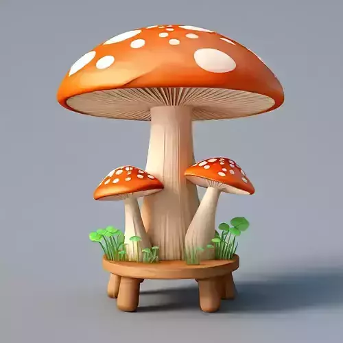 Stylized Mushroom Stool 3D Model Low-poly 3D model