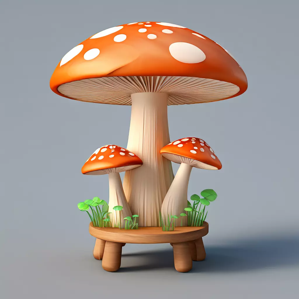 Stylized Mushroom Stool 3D Model Low-poly 3D model