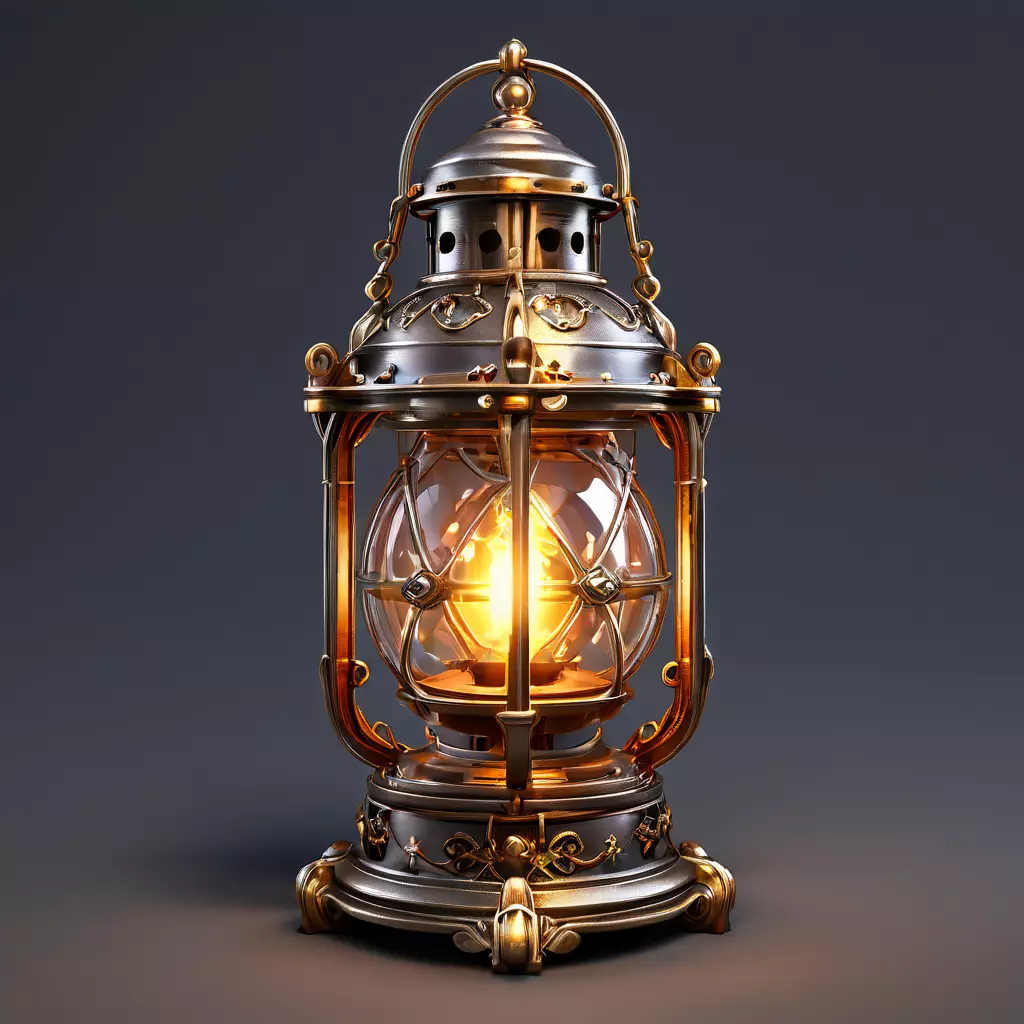 Ornate Steampunk Lantern 3D Model Low-poly 3D model_0