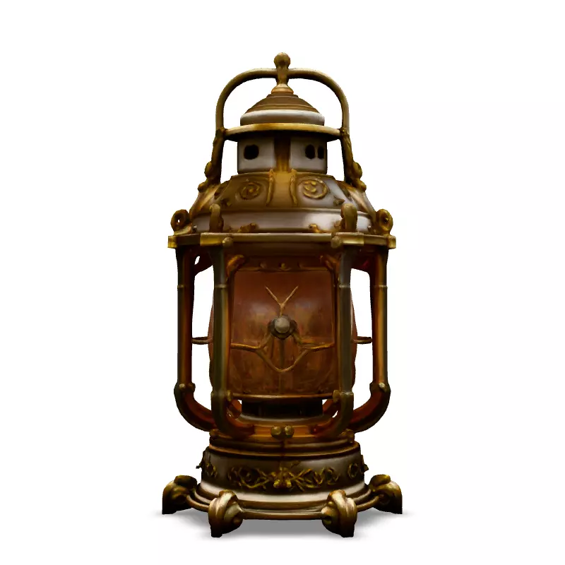 Ornate Steampunk Lantern 3D Model Low-poly 3D model_3