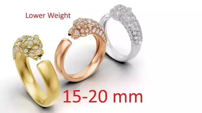 Cartier Panther Ring Small Model Half Paved-Lower Weight 3D print model