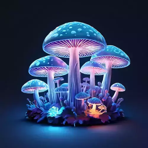 Glowing Mushroom Cluster 3D Model Low-poly 3D model