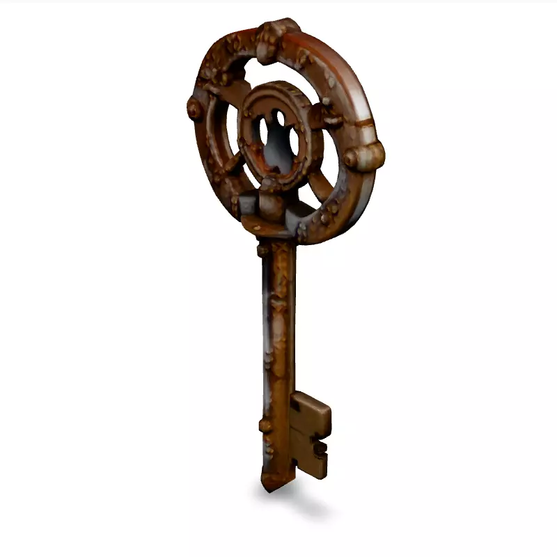 Ancient Rusty Ornate Key 3D Model Low-poly 3D model_1