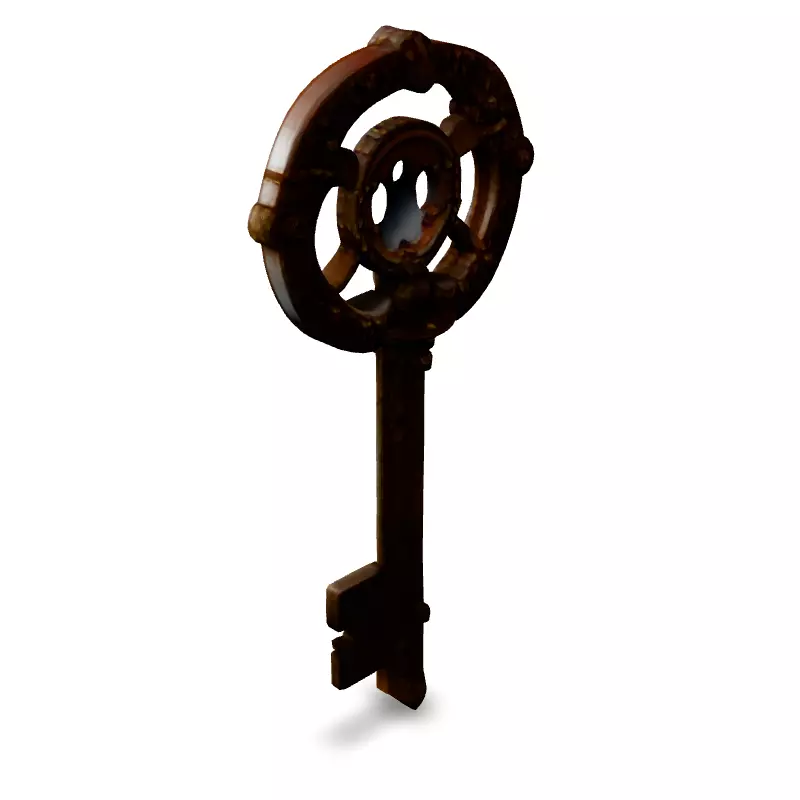 Ancient Rusty Ornate Key 3D Model Low-poly 3D model_4