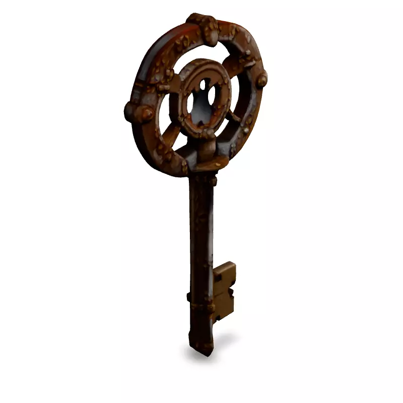 Ancient Rusty Ornate Key 3D Model Low-poly 3D model_2