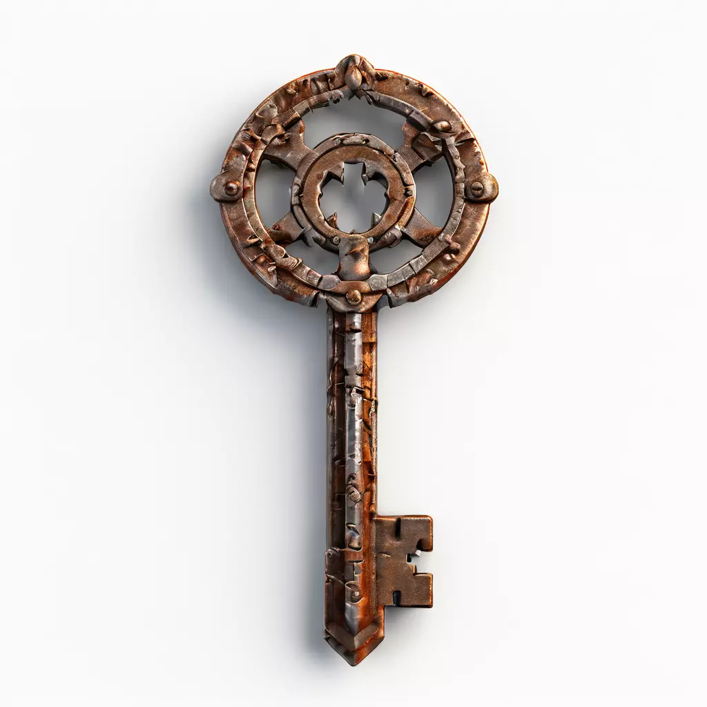 Ancient Rusty Ornate Key 3D Model Low-poly 3D model_0
