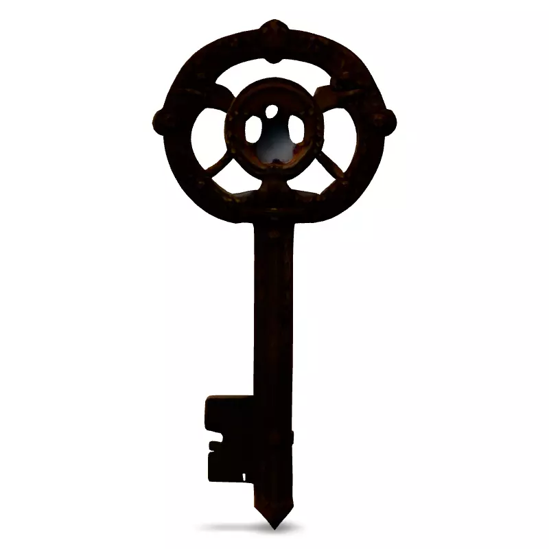 Ancient Rusty Ornate Key 3D Model Low-poly 3D model_6