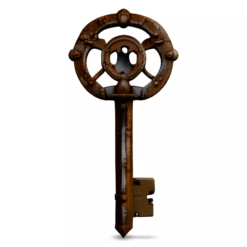 Ancient Rusty Ornate Key 3D Model Low-poly 3D model_3