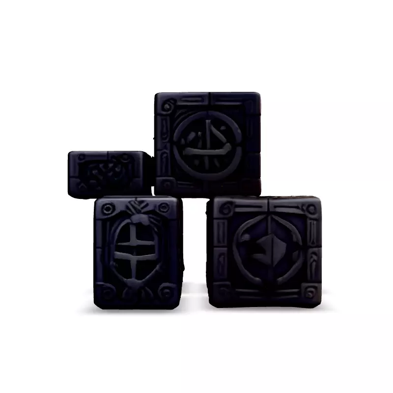 Ancient Rune Engraved Stone Cubes Low-poly 3D model_3